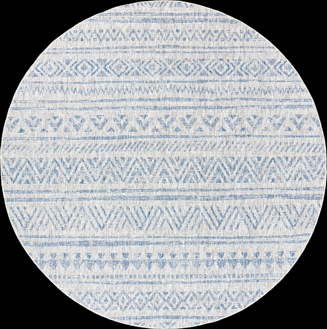 Cavella Blue 7'10 Round Indoor/Outdoor Rug - Thumbnail - Image 1