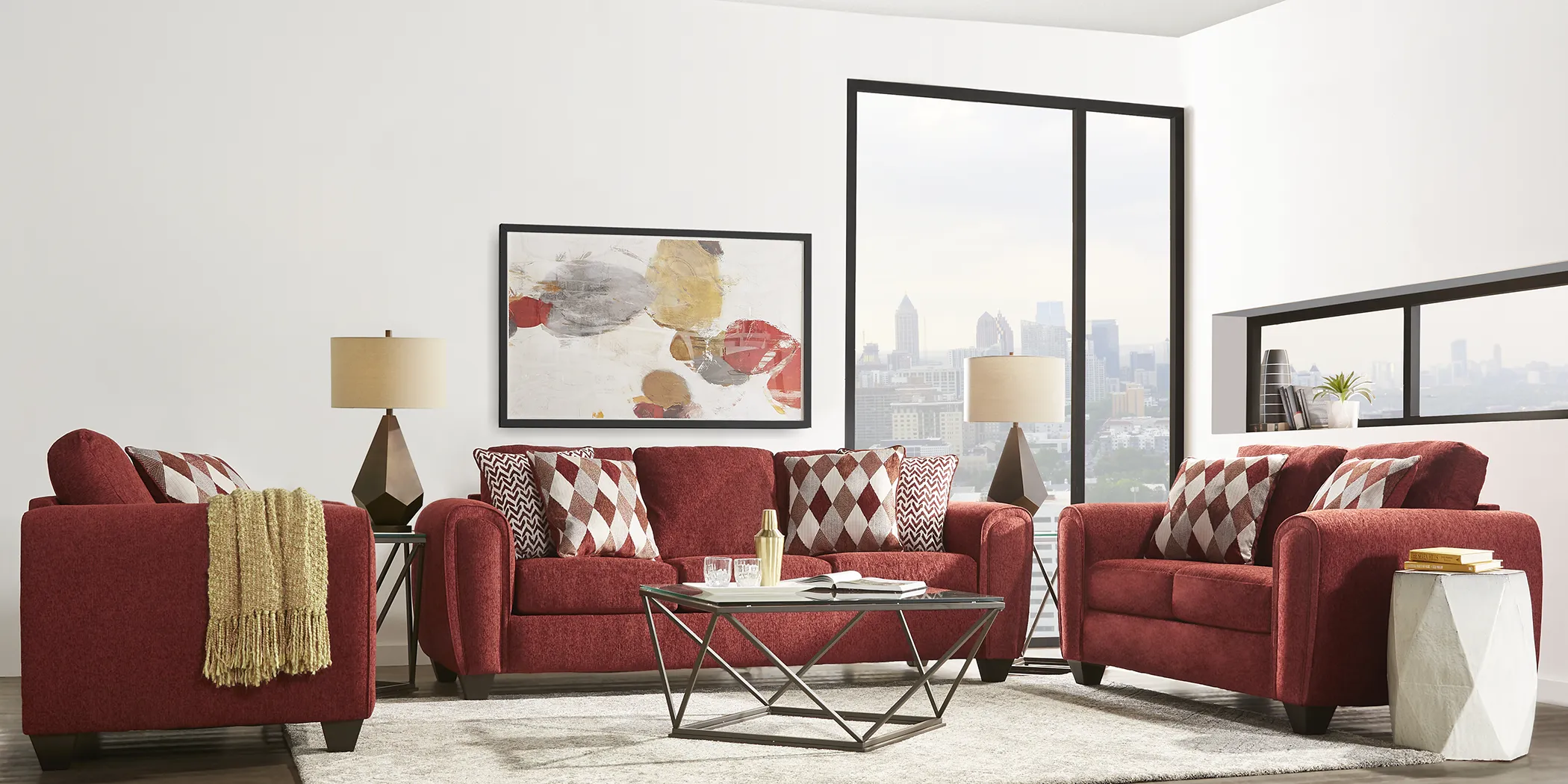 Caylor Falls Ruby 7 Pc Living Room - Thumbnail - Image 1