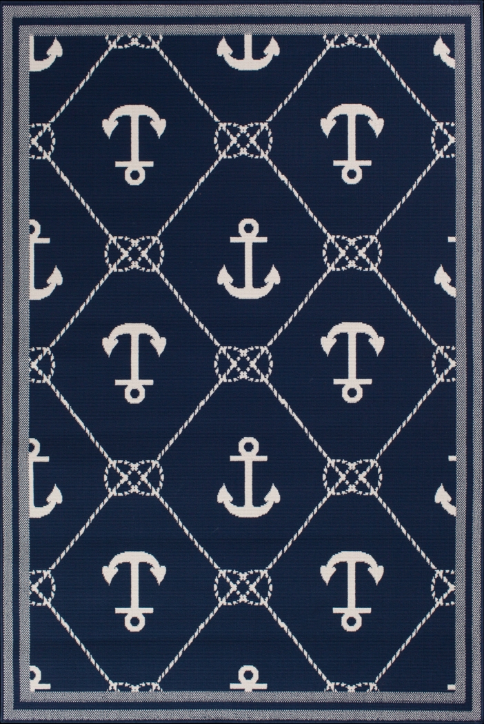 Cayson Anchor Navy 5' x 7' Indoor/Outdoor Rug - Thumbnail - Image 1