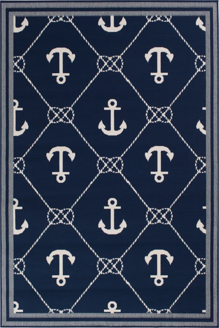 Cayson Anchor Navy 7'10 x 9'10 Indoor/Outdoor Rug - Thumbnail - Image 1