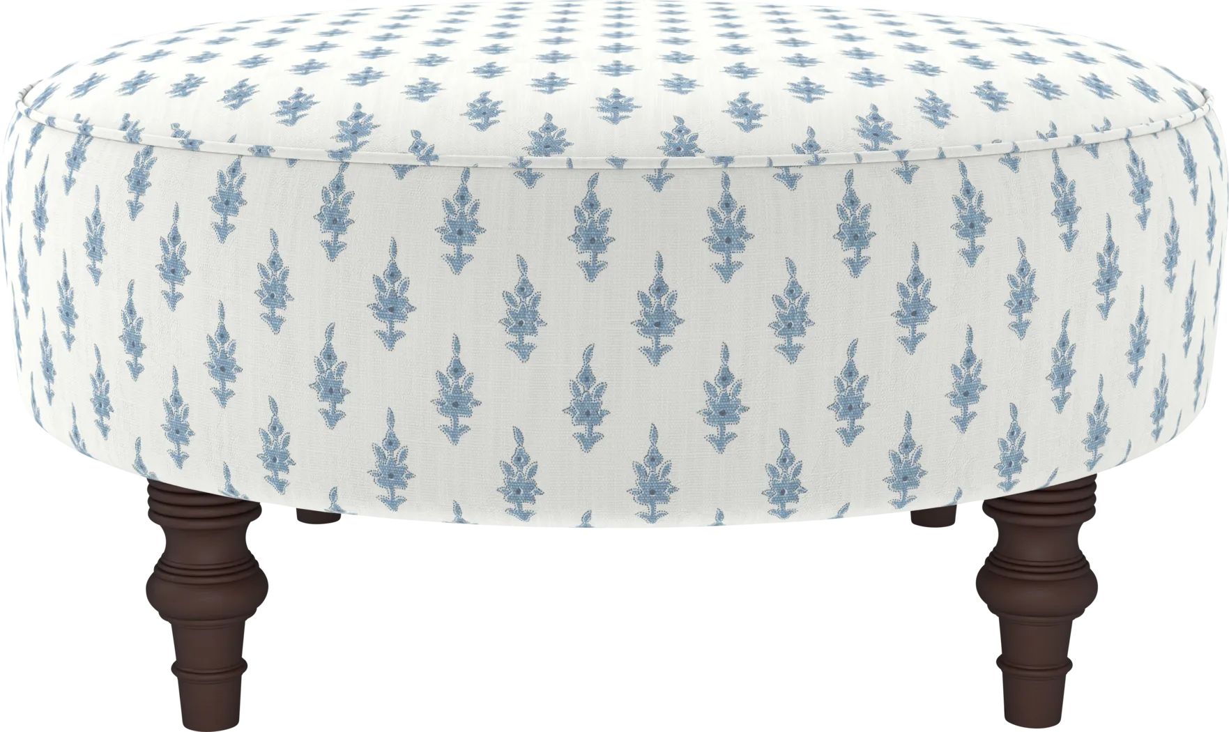 Ceberry Blue Round Ottoman - Thumbnail - Image 1