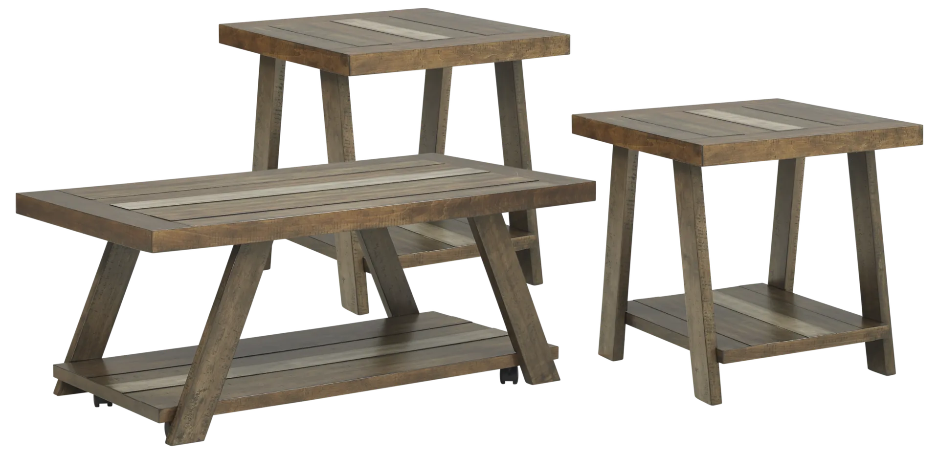 brown 3 pc table set