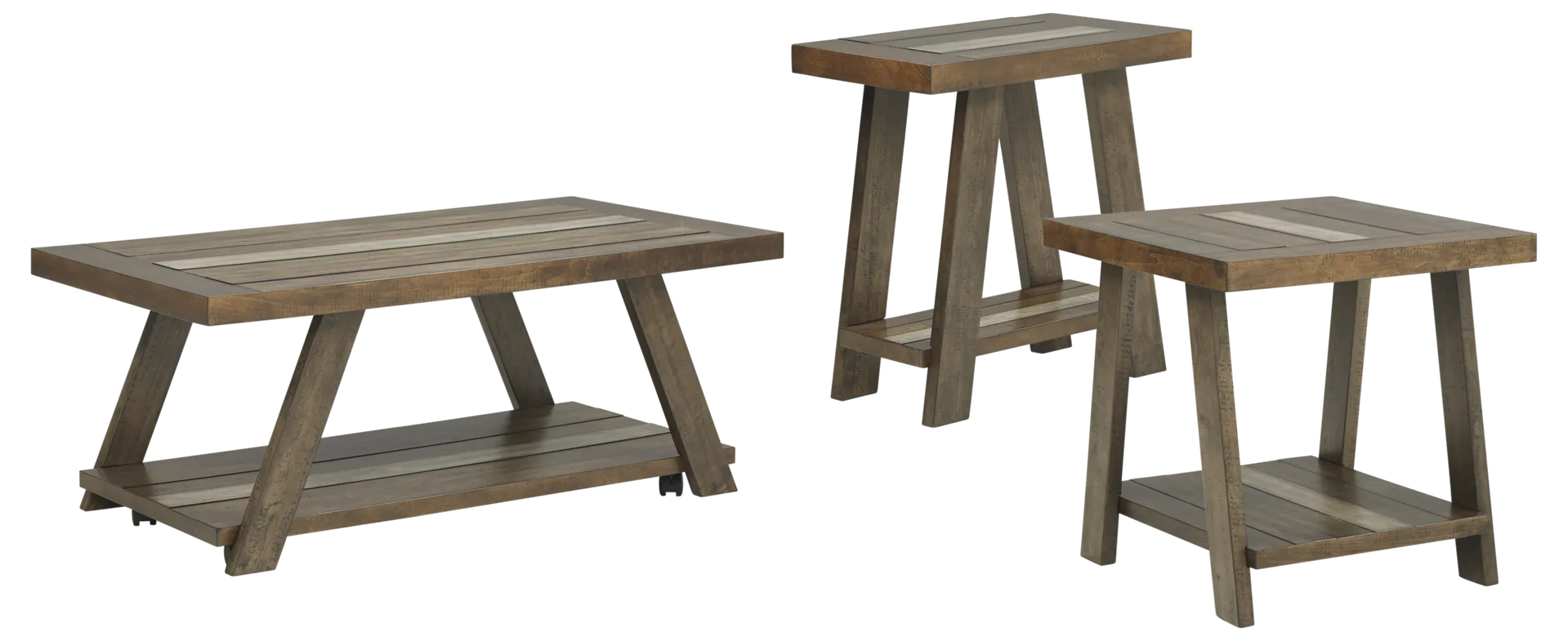 brown 3 pc occasional table set