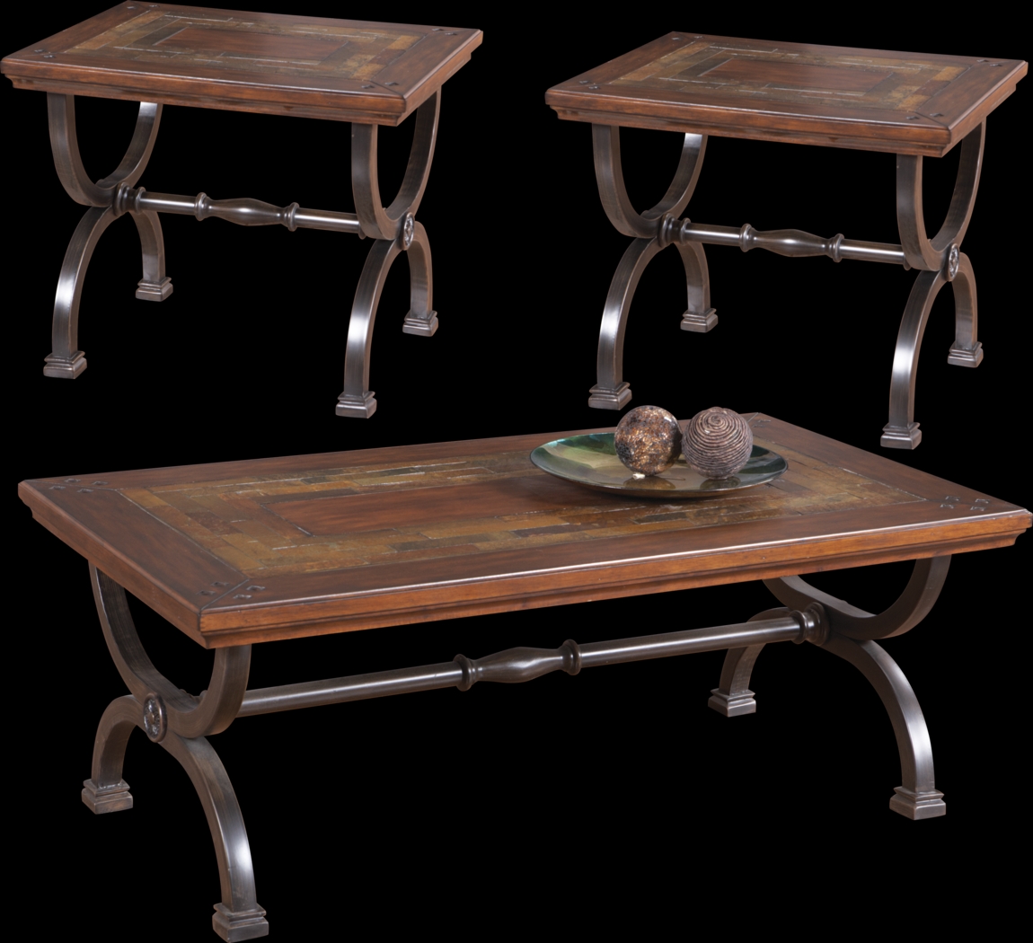 Calvano Blue Leather 7 Pc Living Room - Thumbnail - Image 8