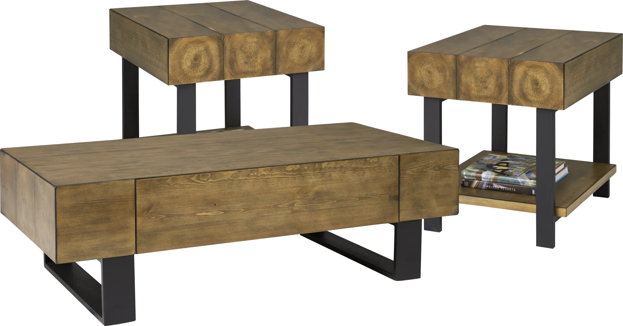 Cedar Park Brown 3 Pc Table Set - Thumbnail - Image 1