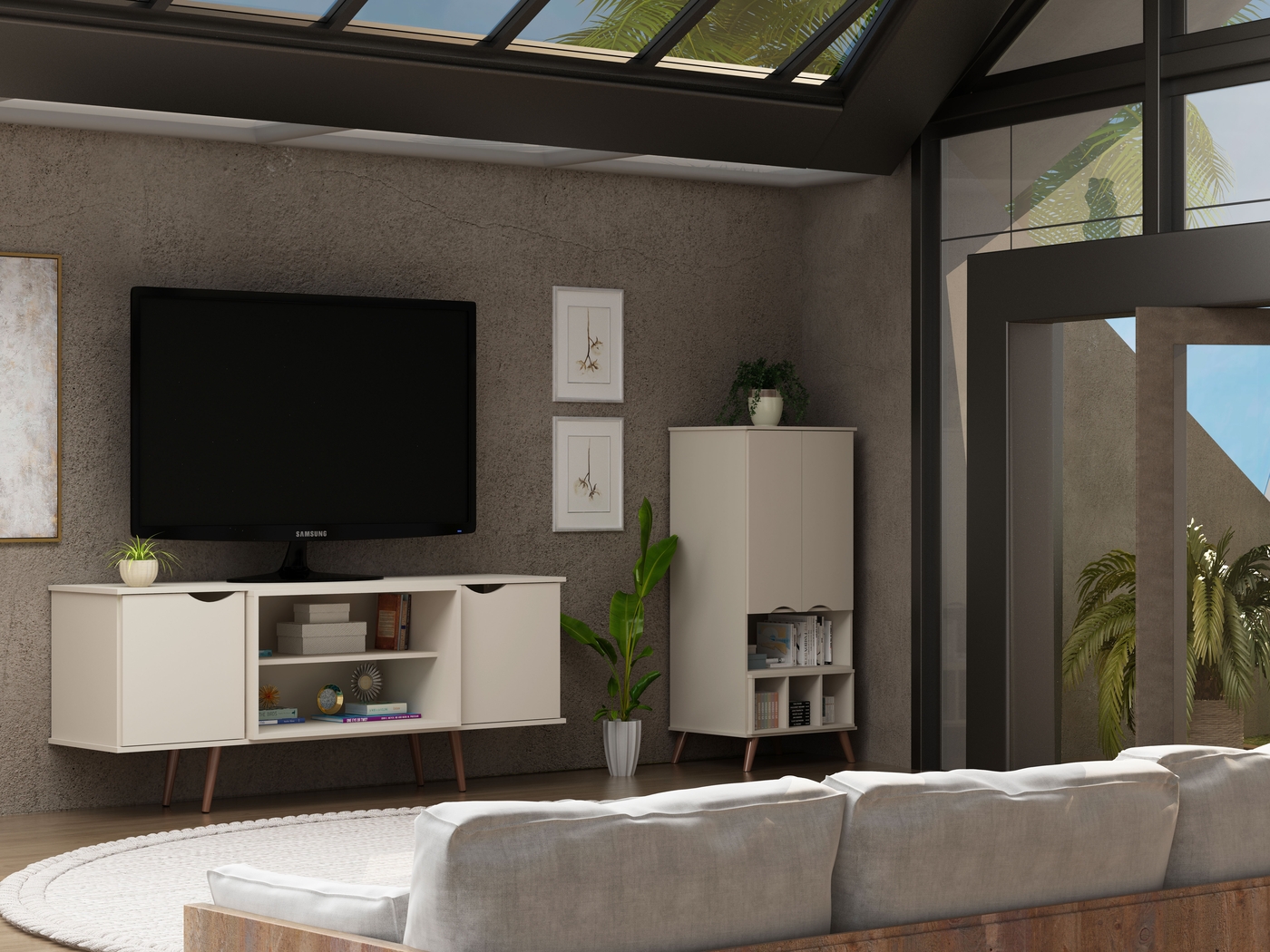 Cedargulf Beige 63 in. Console - Thumbnail - Image 8