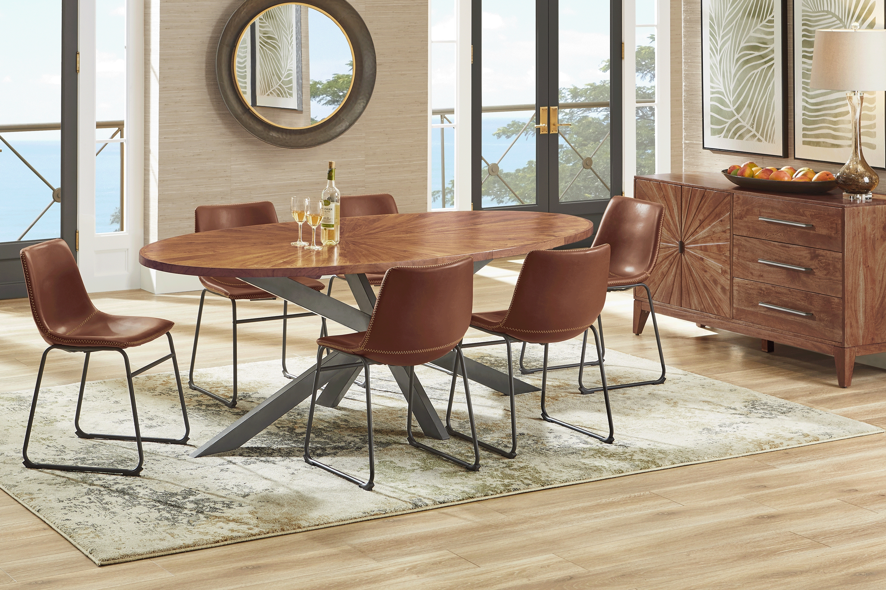 Cedona View Natural 5 Pc Dining Room with Brown Chairs - Thumbnail - Image 1