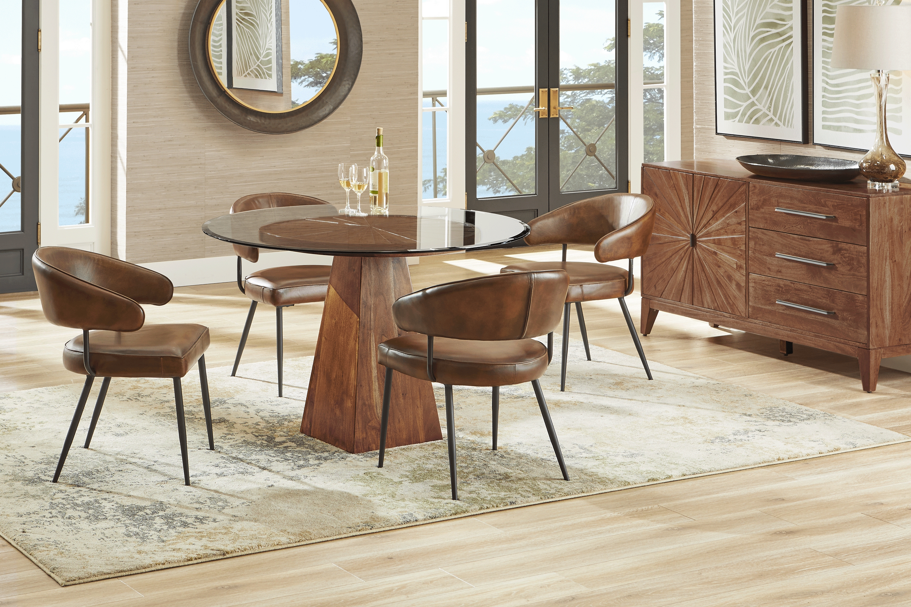 Cedona View Natural 5 Pc Dining Room with Brown Chairs - Thumbnail - Image 1