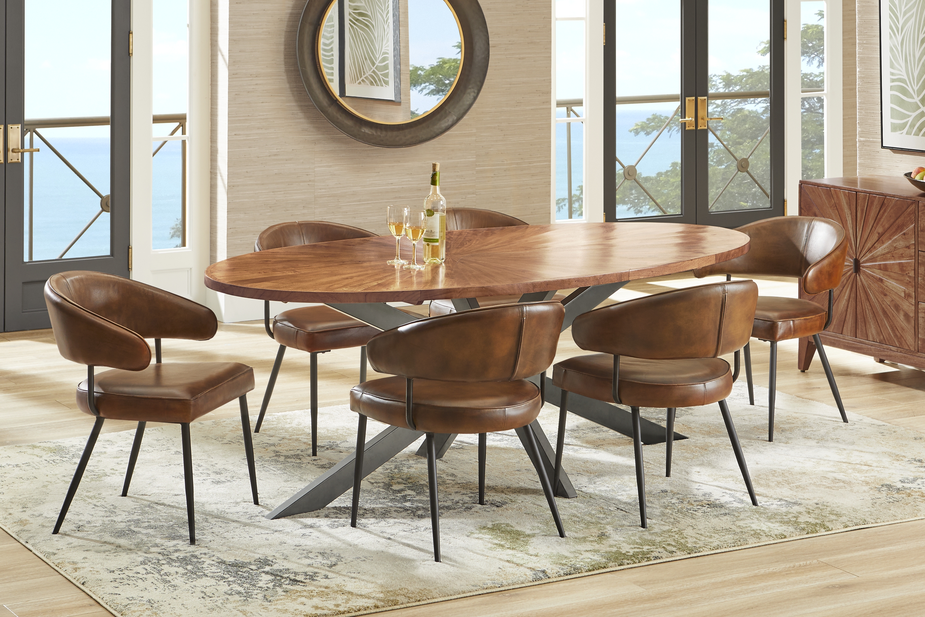 Cedona View Natural 5 Pc Dining Room with Brown Chairs - Thumbnail - Image 1