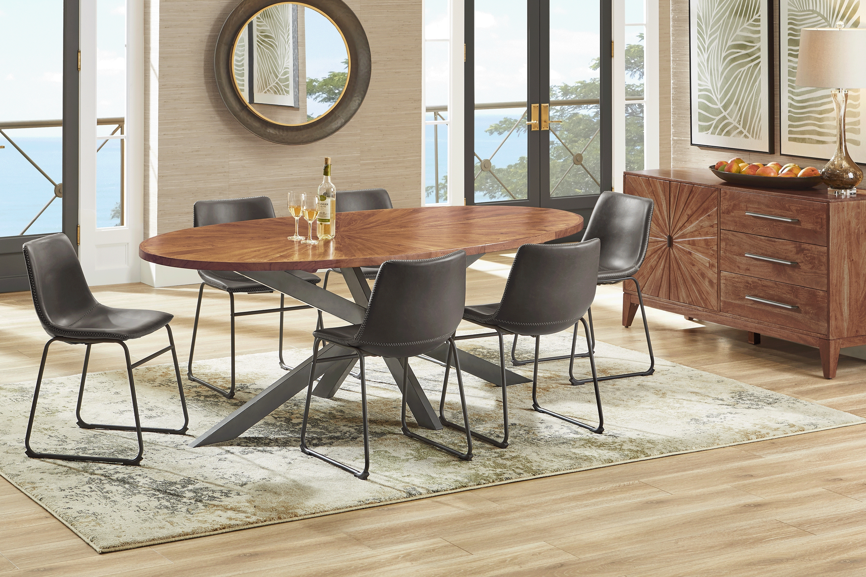 Cedona View Natural 5 Pc Dining Room with Gray Chairs - Thumbnail - Image 1