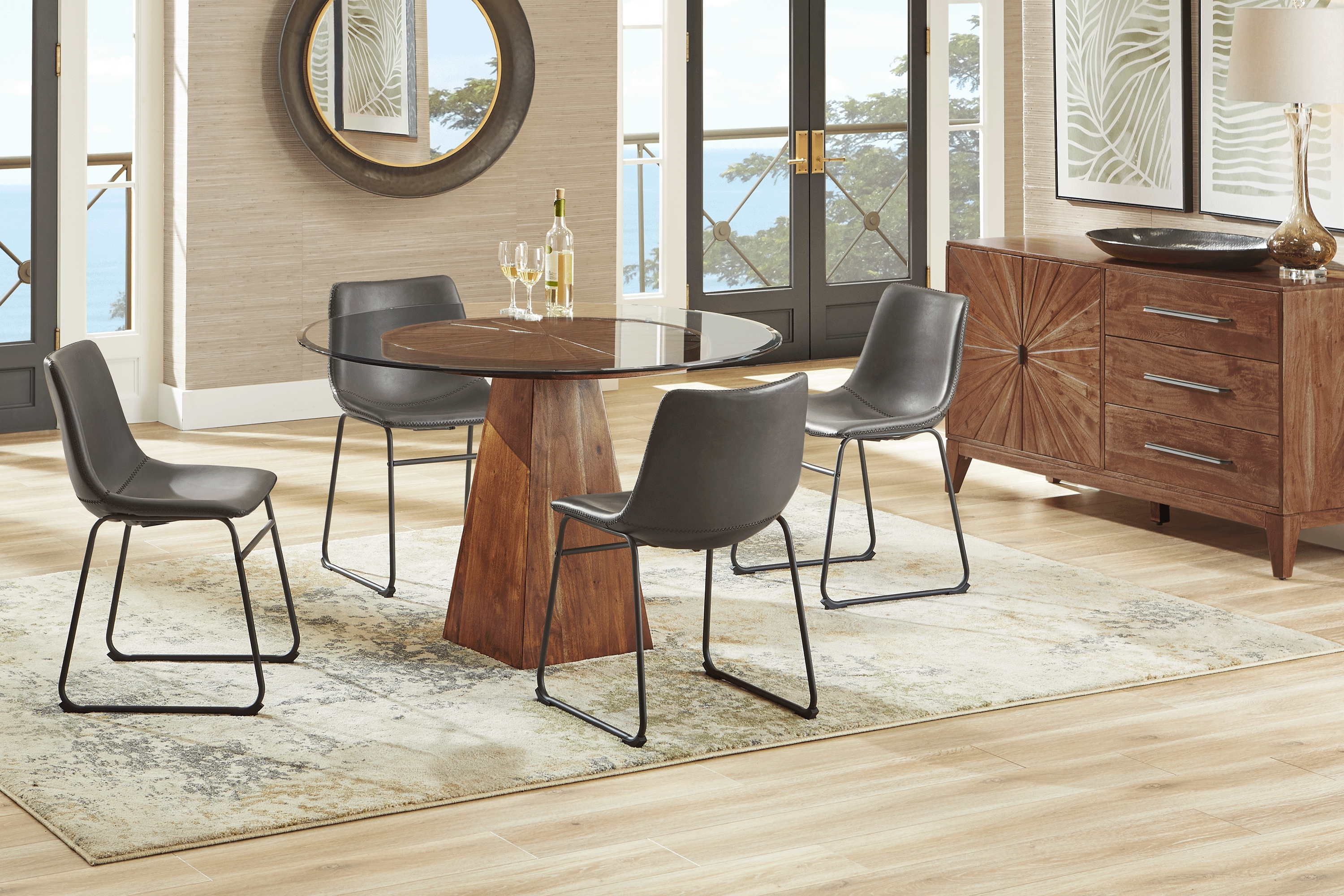 Cedona View Natural 5 Pc Dining Room with Gray Chairs - Thumbnail - Image 1