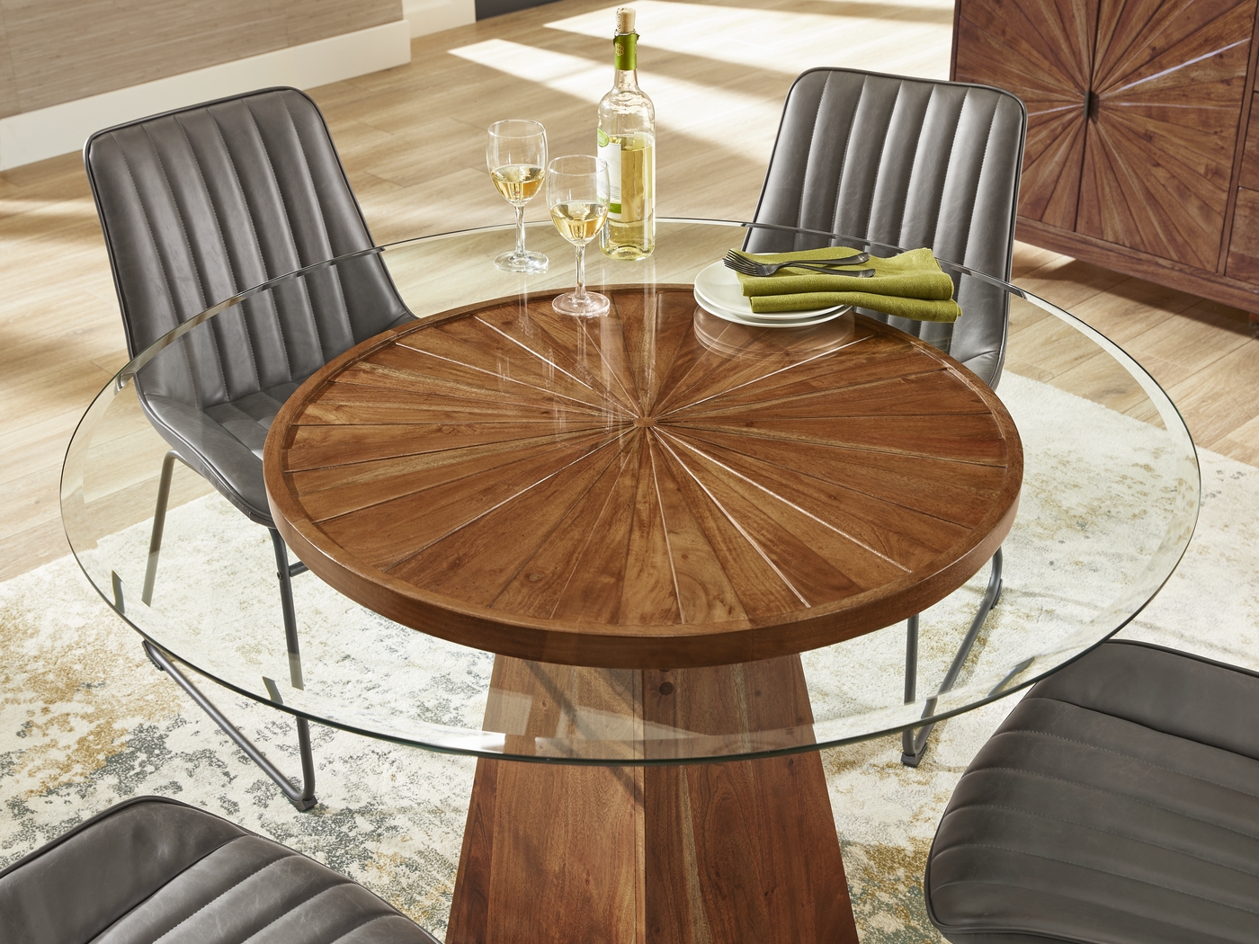 Cedona View Natural 5 Pc Dining Room with Brown Chairs - Thumbnail - Image 3