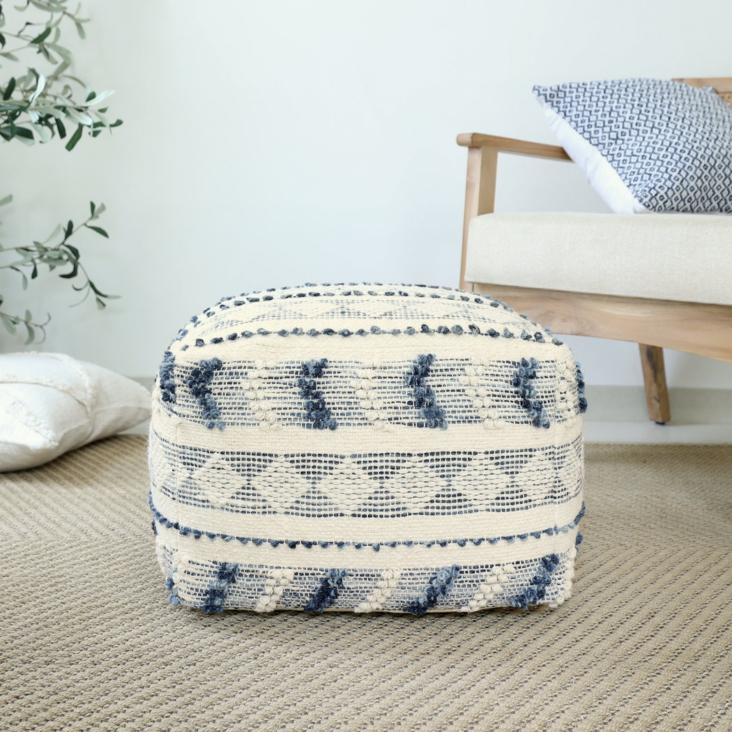 Ceinsa Blue/Ivory Pouf - Thumbnail - Image 2