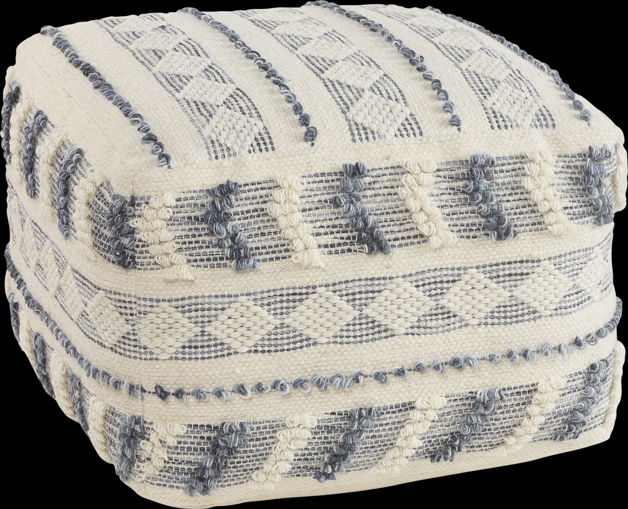 Ceinsa Blue/Ivory Pouf - Thumbnail - Image 1