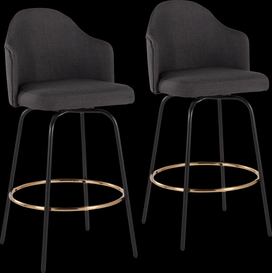 Cenarian Charcoal Counter Height Stool, Set of 2 - Thumbnail - Image 1