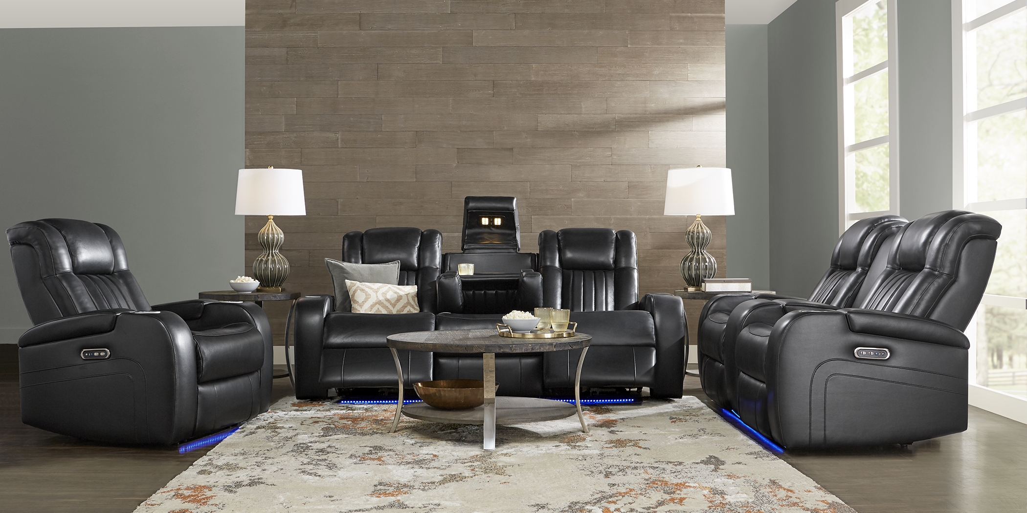 Cenova Black Leather Loveseat - Thumbnail - Image 3