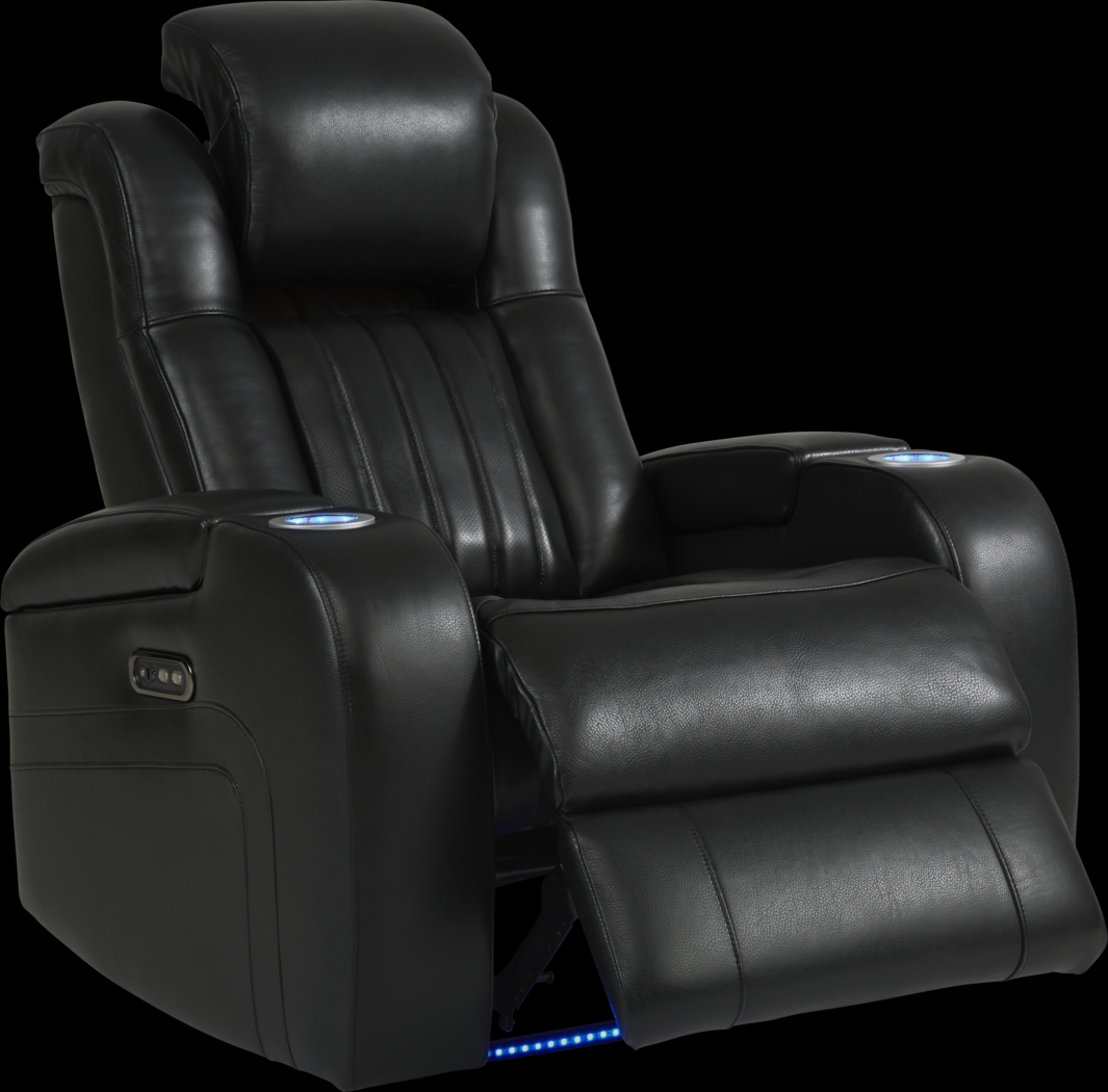 Cenova Black Leather Dual Power Recliner - Thumbnail - Image 2