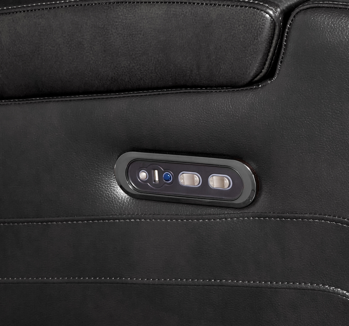 Cenova Black Leather Dual Power Recliner - Thumbnail - Image 3