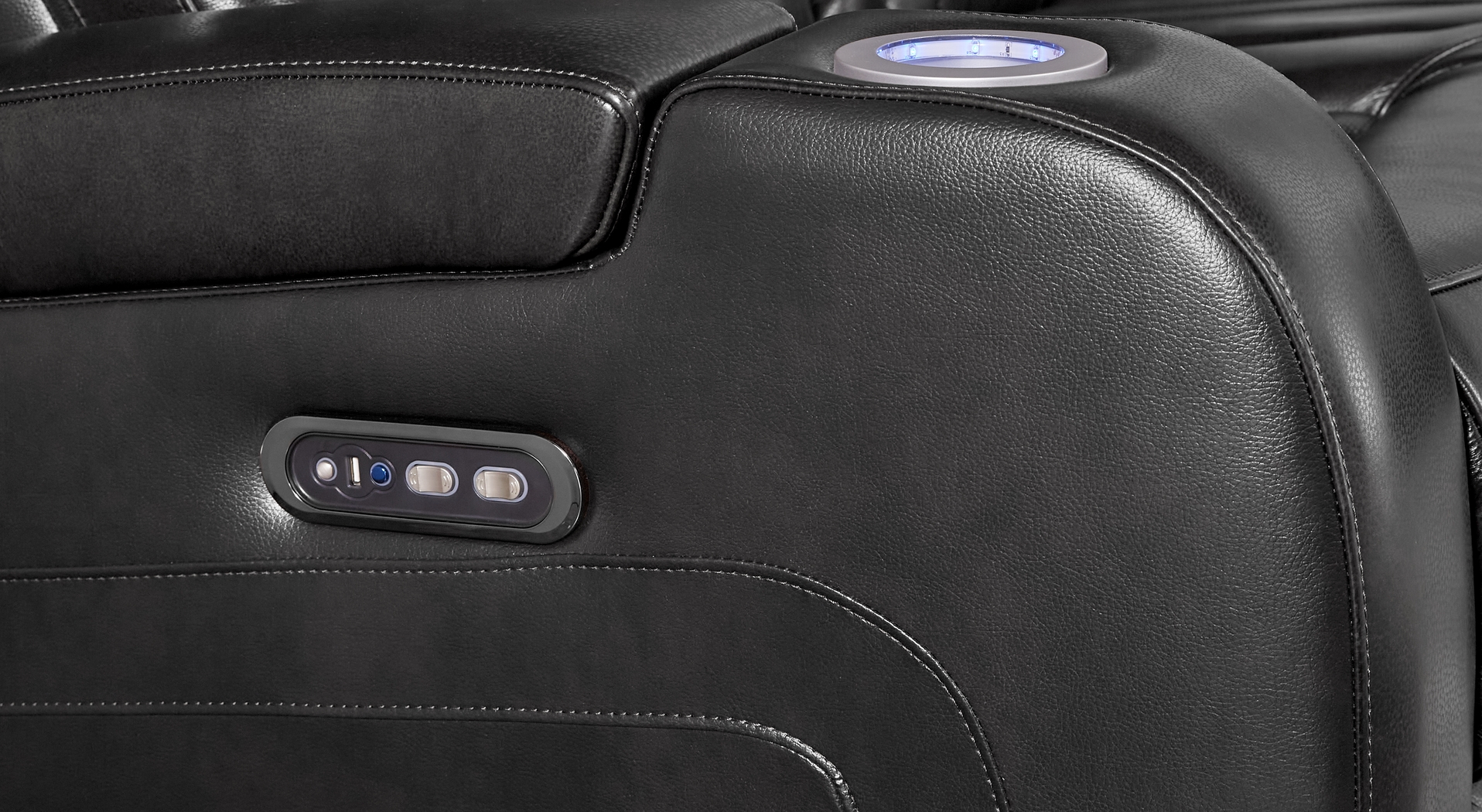 Cenova Black Leather 3 Pc Dual Power Reclining Living Room - Thumbnail - Image 20