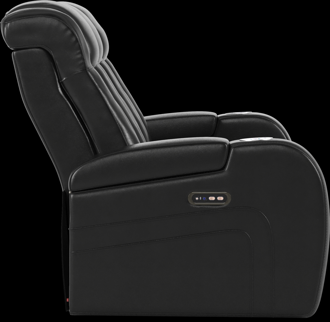 Cenova Black Leather Dual Power Reclining Sofa - Thumbnail - Image 4