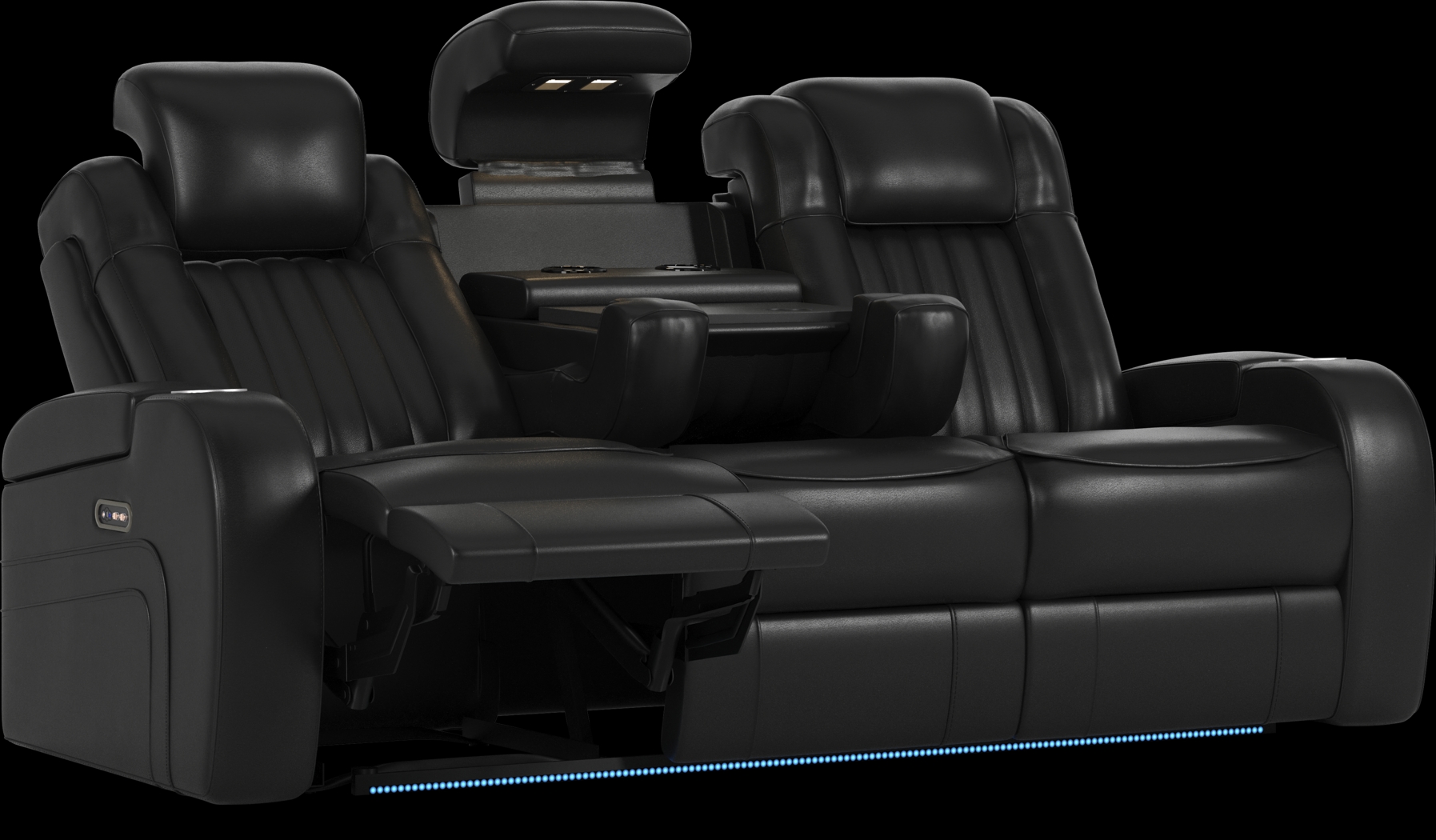 Cenova Black Leather 3 Pc Dual Power Reclining Living Room - Thumbnail - Image 6