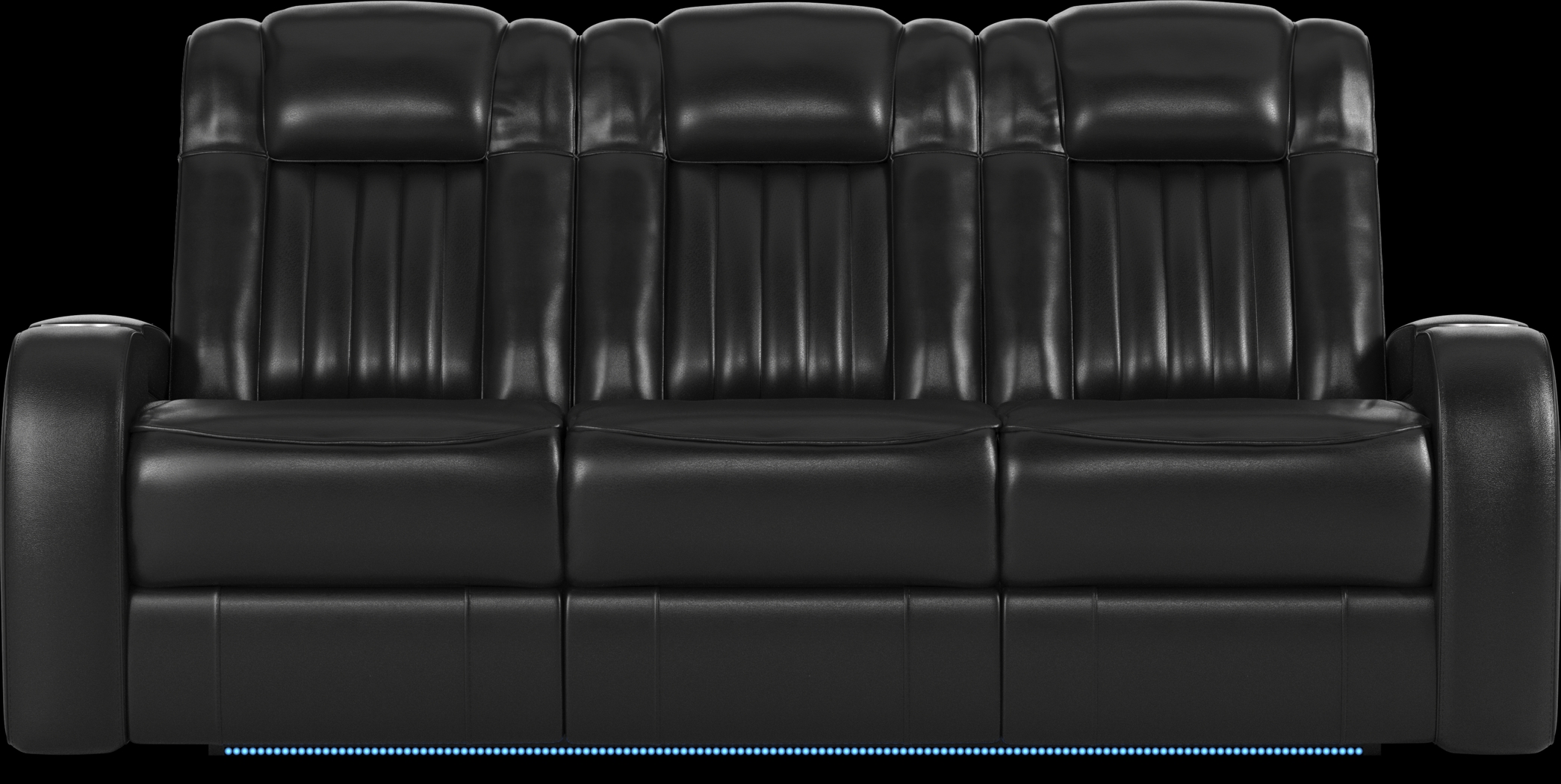 Cenova Black Leather Dual Power Reclining Sofa - Thumbnail - Image 1