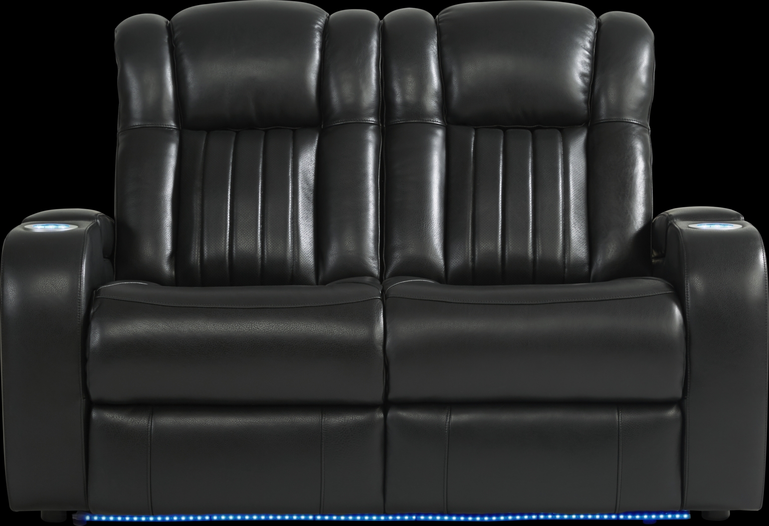 Cenova Black Leather 5 Pc Living Room with Dual Power Reclining Sofa - Thumbnail - Image 5