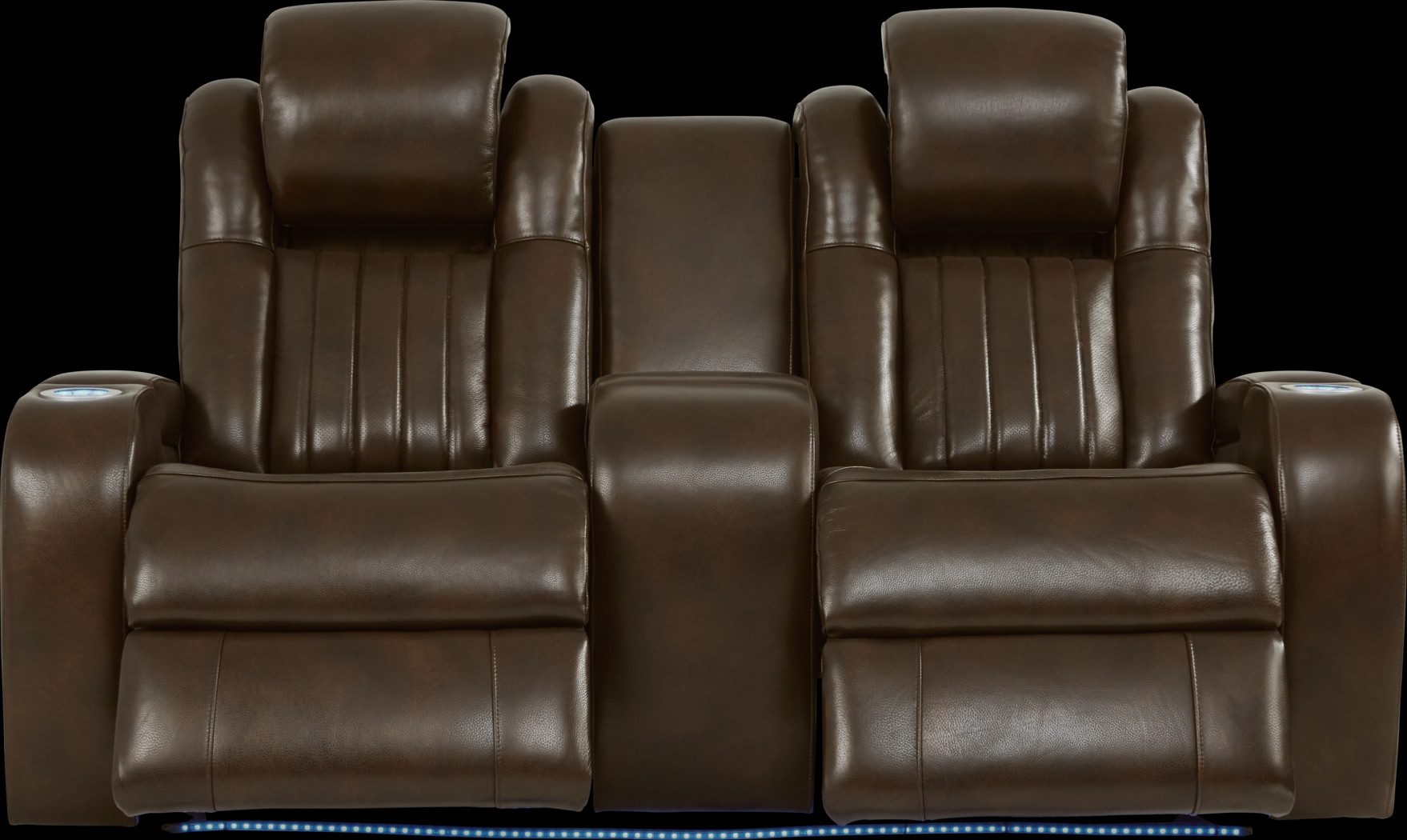 Cenova Brown Leather Dual Power Reclining Console Loveseat - Thumbnail - Image 2