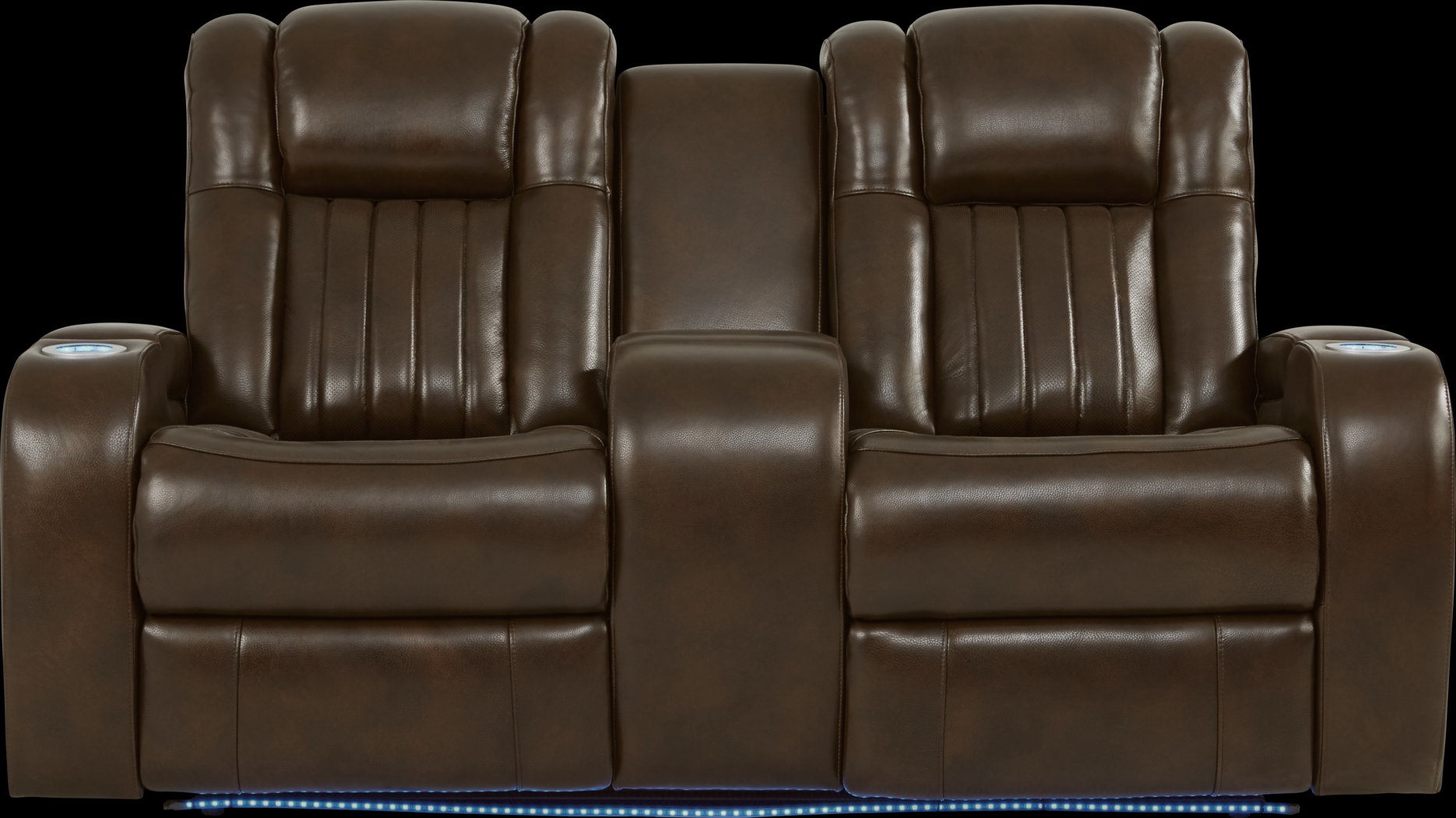 Cenova Brown Leather Dual Power Reclining Console Loveseat - Thumbnail - Image 1