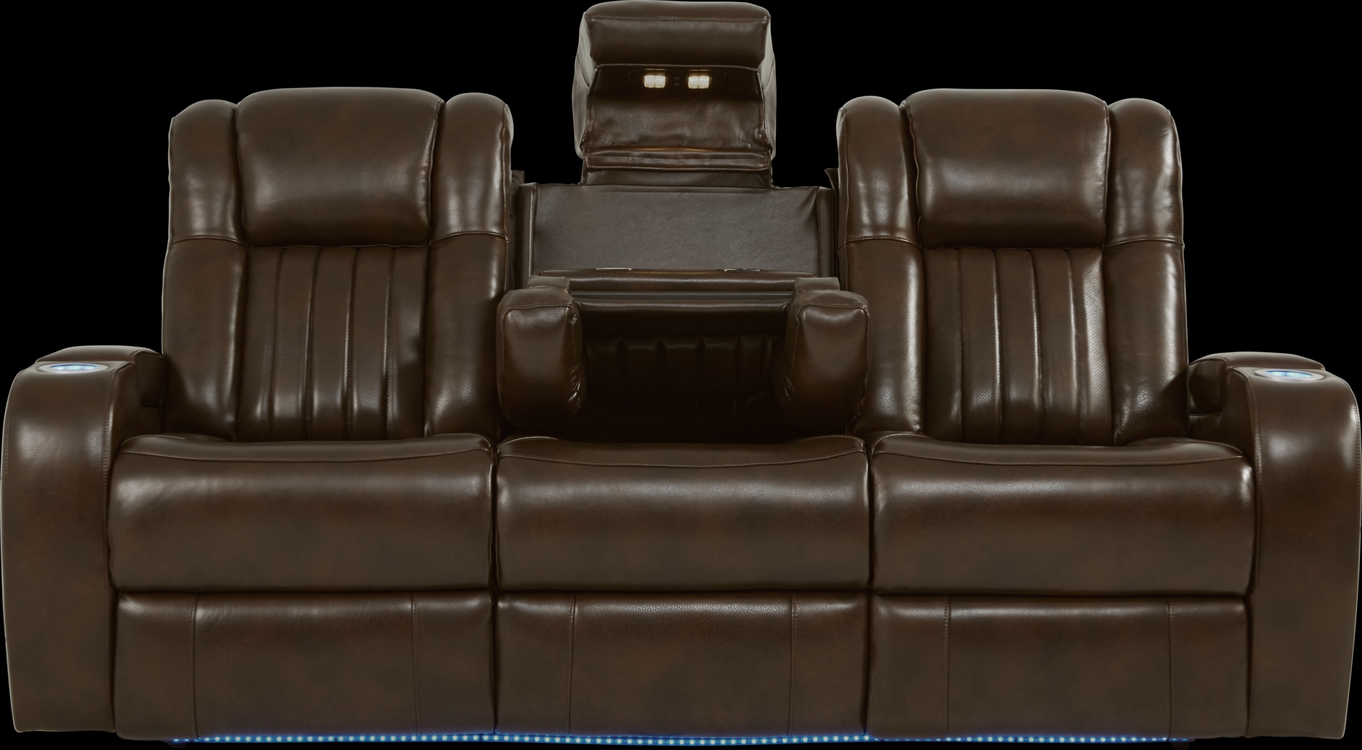 Cenova Brown Leather 2 Pc Living Room with Dual Reclining Sofa - Thumbnail - Image 5