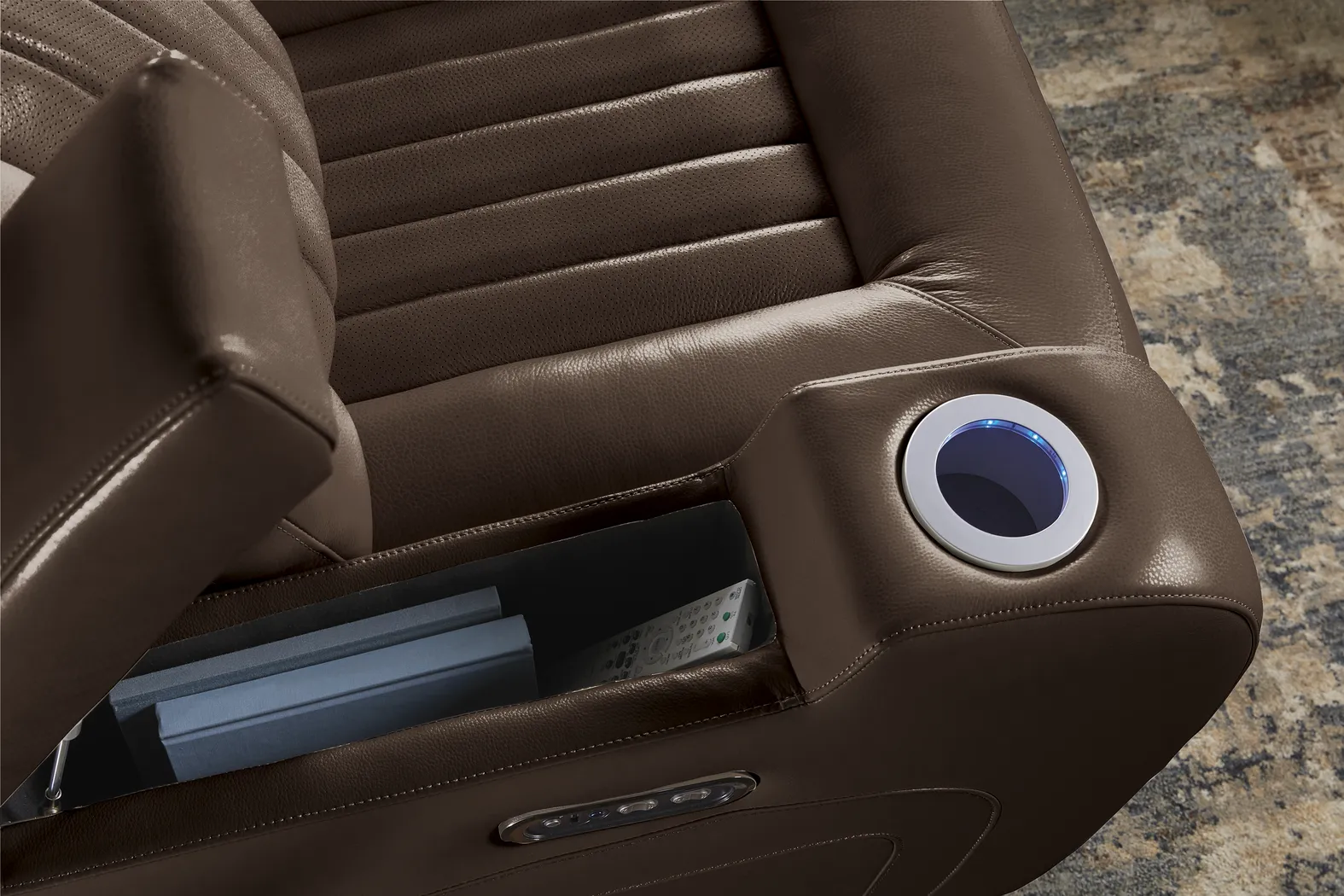 Cenova Brown Leather 3 Pc Living Room with Dual Reclining Sofa - Thumbnail - Image 11