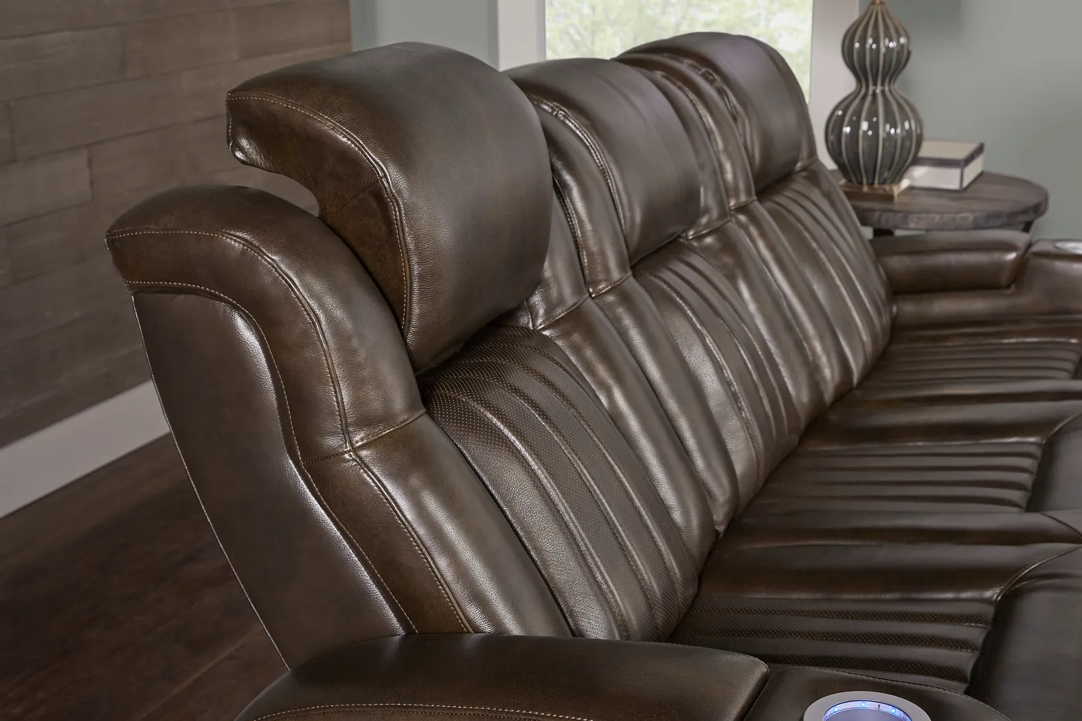 Cenova Brown Leather 3 Pc Living Room with Dual Reclining Sofa - Thumbnail - Image 12