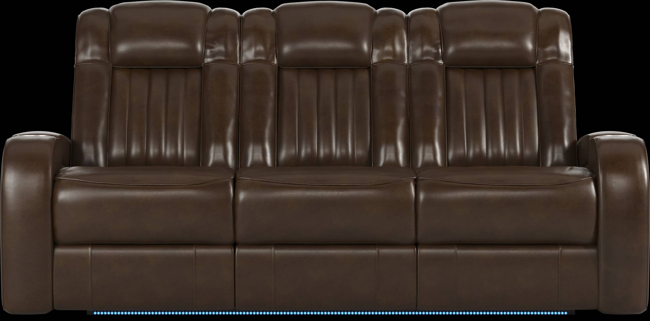 Cenova Brown Leather Dual Power Reclining Sofa - Thumbnail - Image 1
