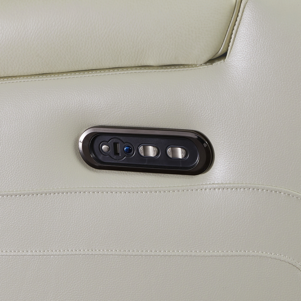 Cenova Ivory Leather Dual Power Recliner - Thumbnail - Image 3