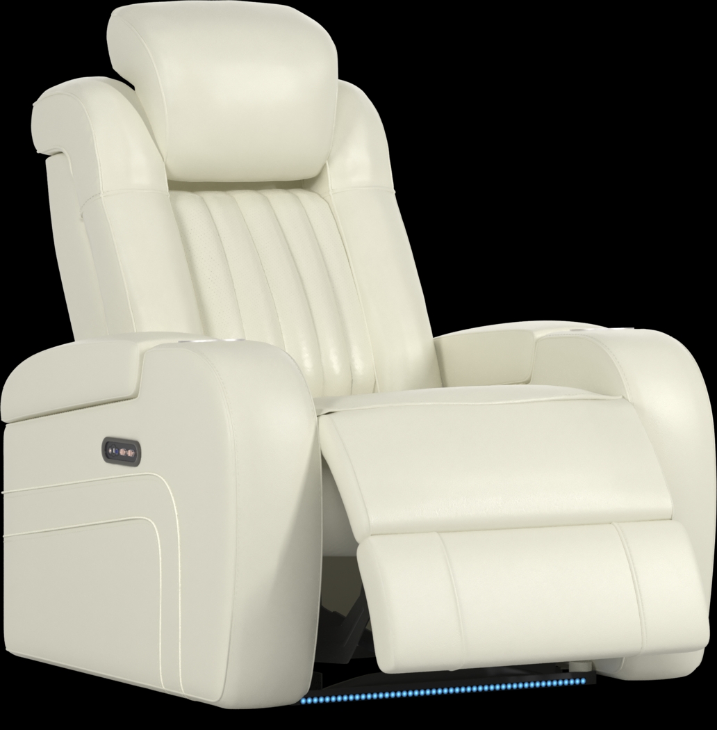 Cenova Ivory Leather 3 Pc Dual Power Reclining Living Room - Thumbnail - Image 22