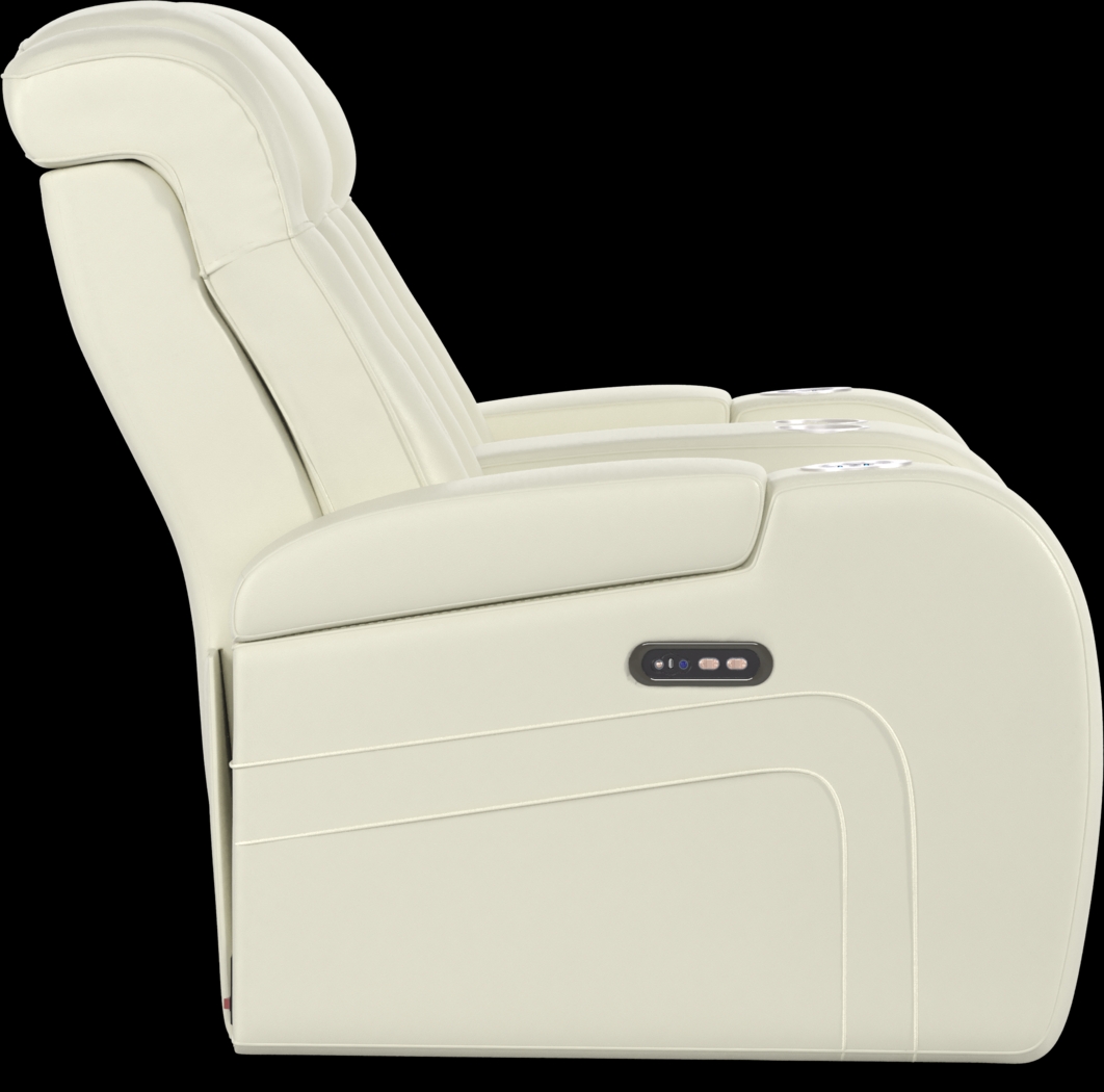 Cenova Ivory Leather Dual Power Reclining Console Loveseat - Thumbnail - Image 3