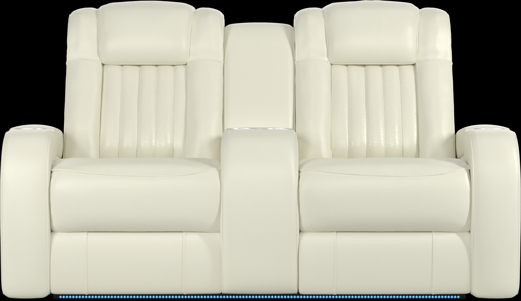 Cenova Ivory Leather Dual Power Reclining Console Loveseat - Thumbnail - Image 1