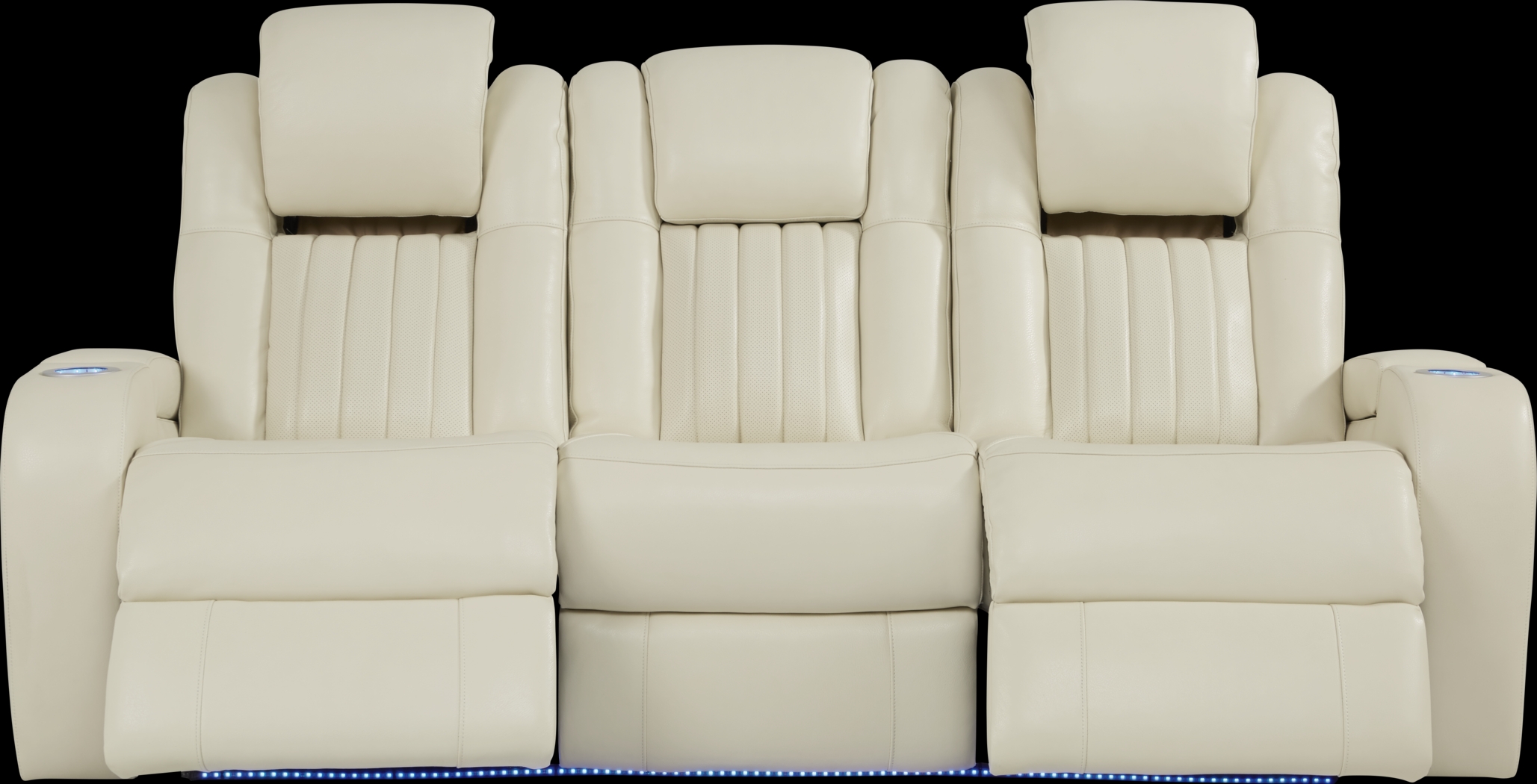 Cenova Ivory Leather 4 Pc Living Room with Dual Power Reclining Sofa Plus 70 in. TV - Thumbnail - Image 3