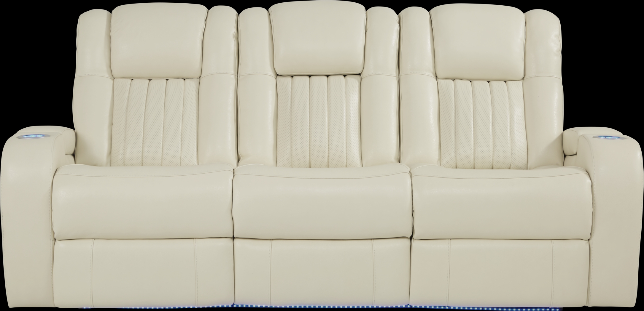 Cenova Ivory Leather 4 Pc Living Room with Dual Power Reclining Sofa Plus 70 in. TV - Thumbnail - Image 2