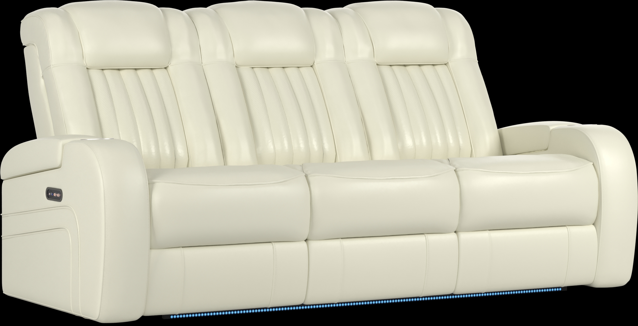 Cenova Ivory Leather 3 Pc Dual Power Reclining Living Room - Thumbnail - Image 3