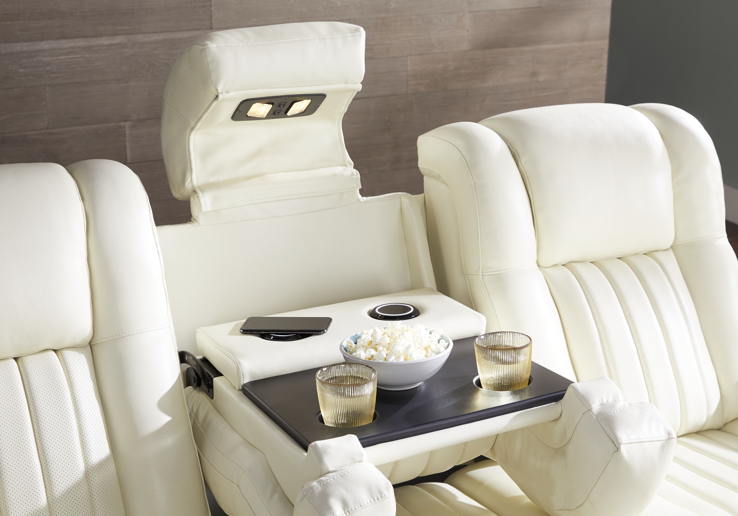 Cenova Ivory Leather 3 Pc Dual Power Reclining Living Room - Thumbnail - Image 12