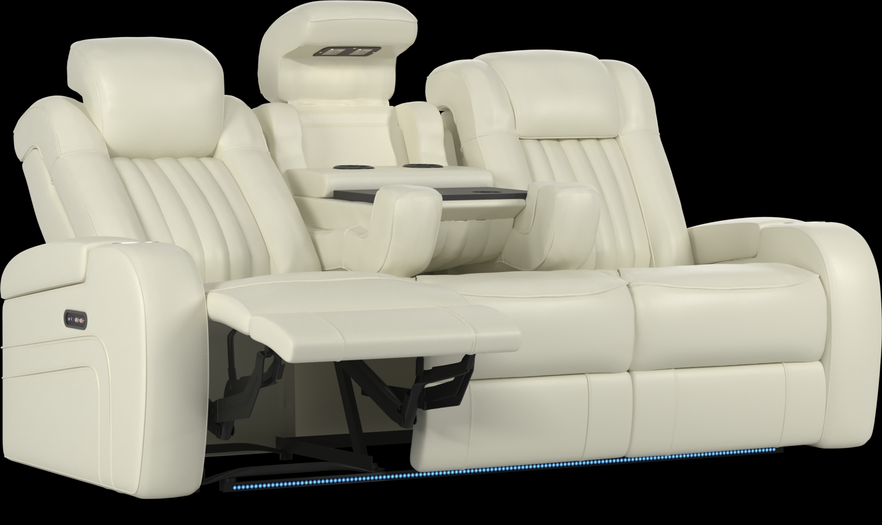 Cenova Ivory Leather 3 Pc Dual Power Reclining Living Room - Thumbnail - Image 6