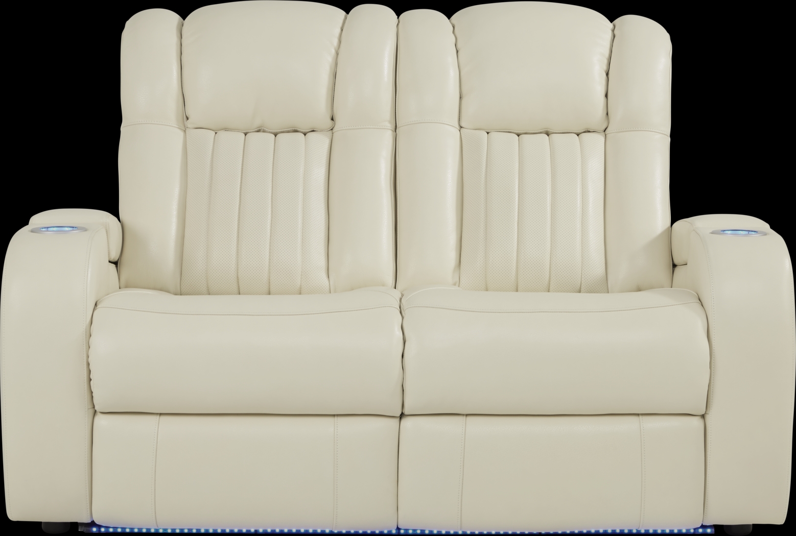 Cenova Ivory Leather 4 Pc Living Room with Dual Power Reclining Sofa Plus 70 in. TV - Thumbnail - Image 9