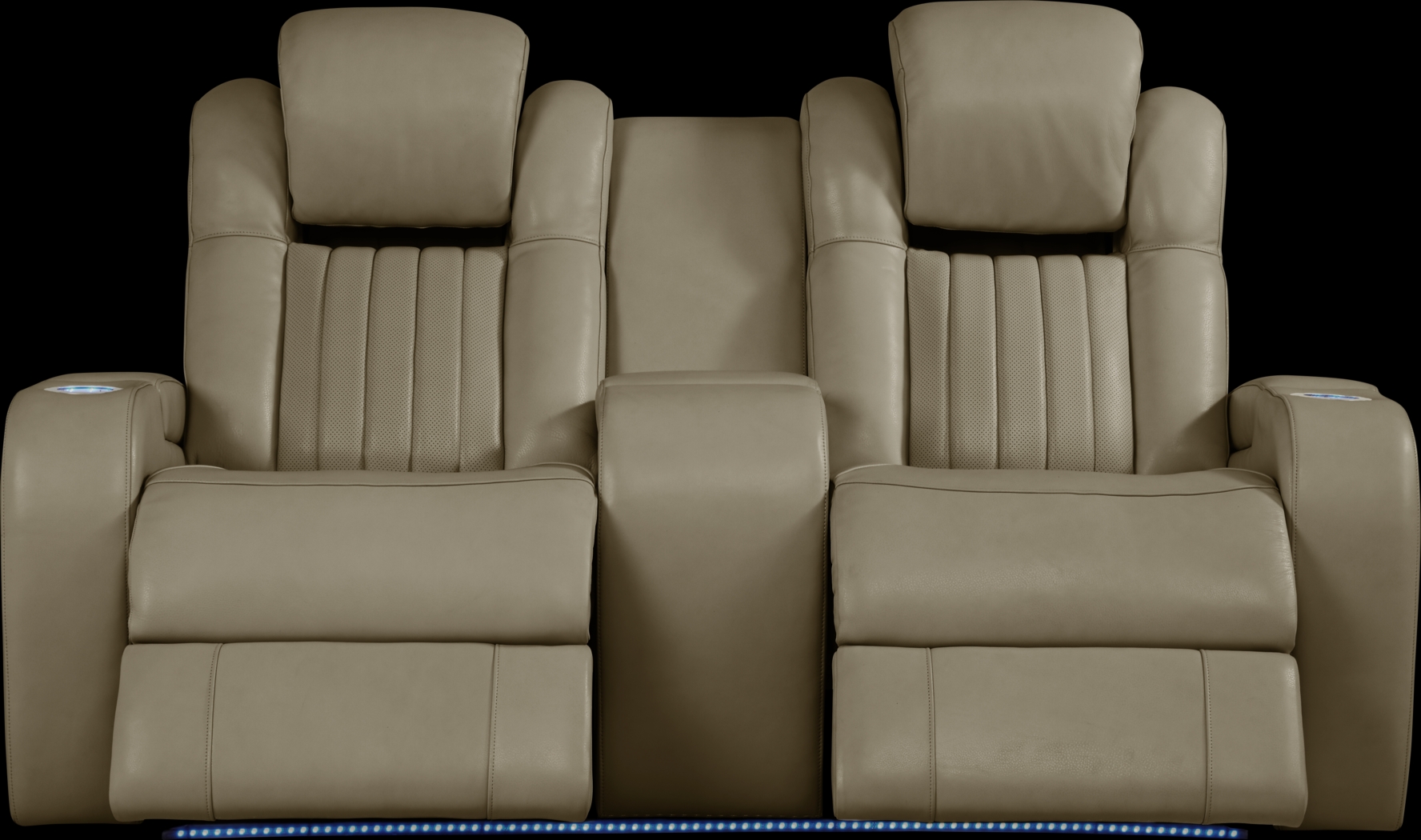 Cenova Taupe Leather Dual Power Reclining Console Loveseat - Thumbnail - Image 2