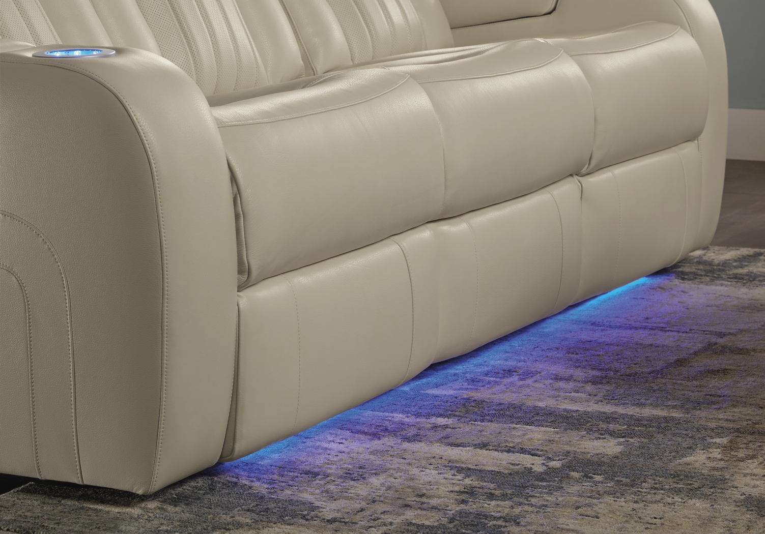 Cenova Taupe Leather 7 Pc Living Room with Power Reclining Sofa - Thumbnail - Image 7