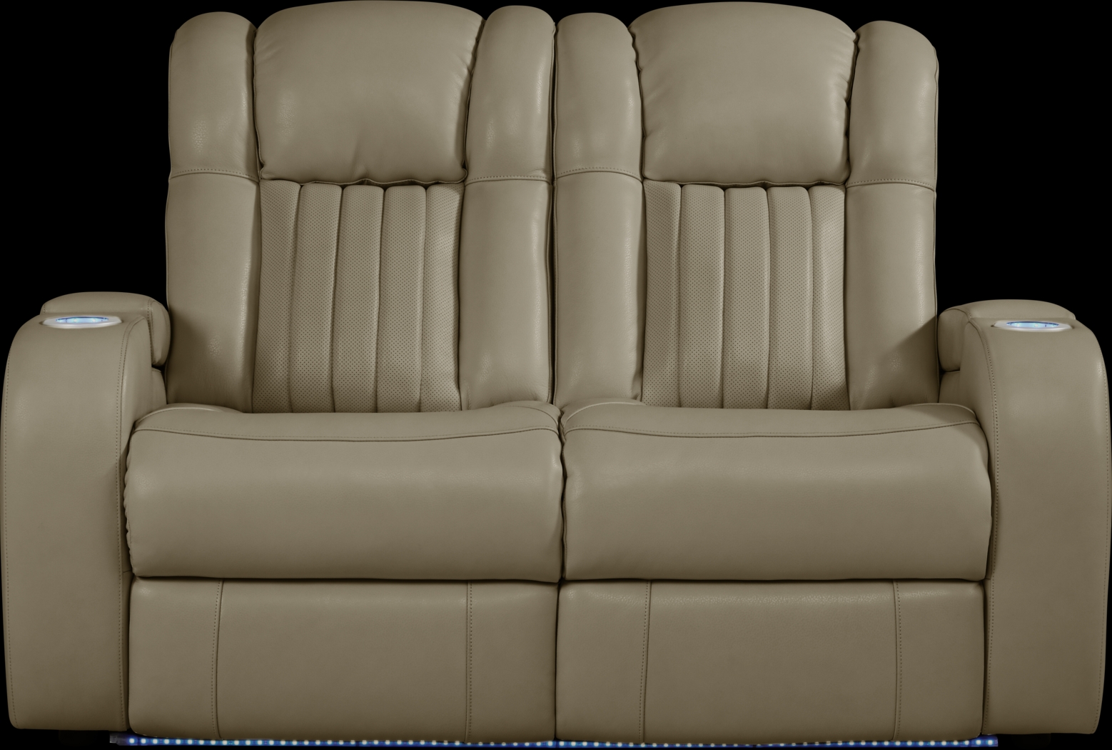 Cenova Taupe Leather Loveseat - Thumbnail - Image 1