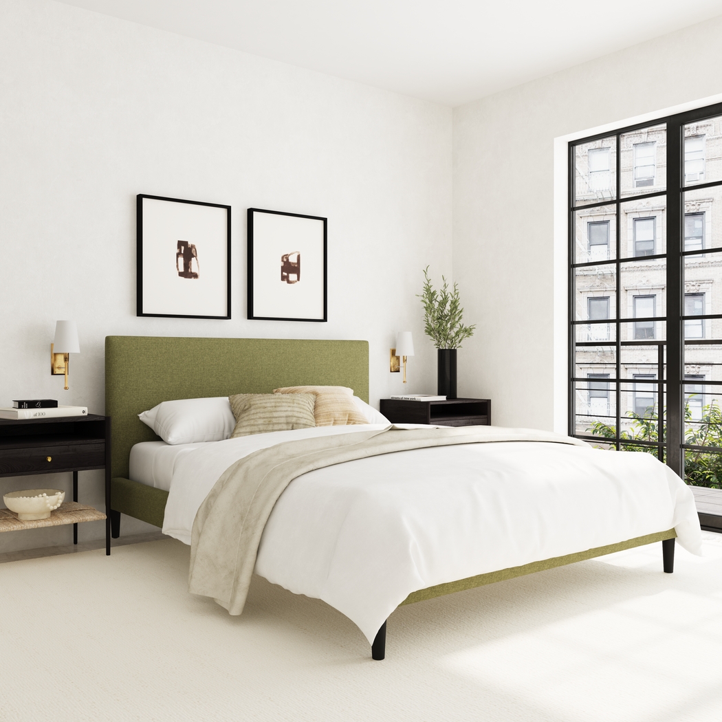 Cenwyn Dark Green Queen Platform Bed - Thumbnail - Image 2