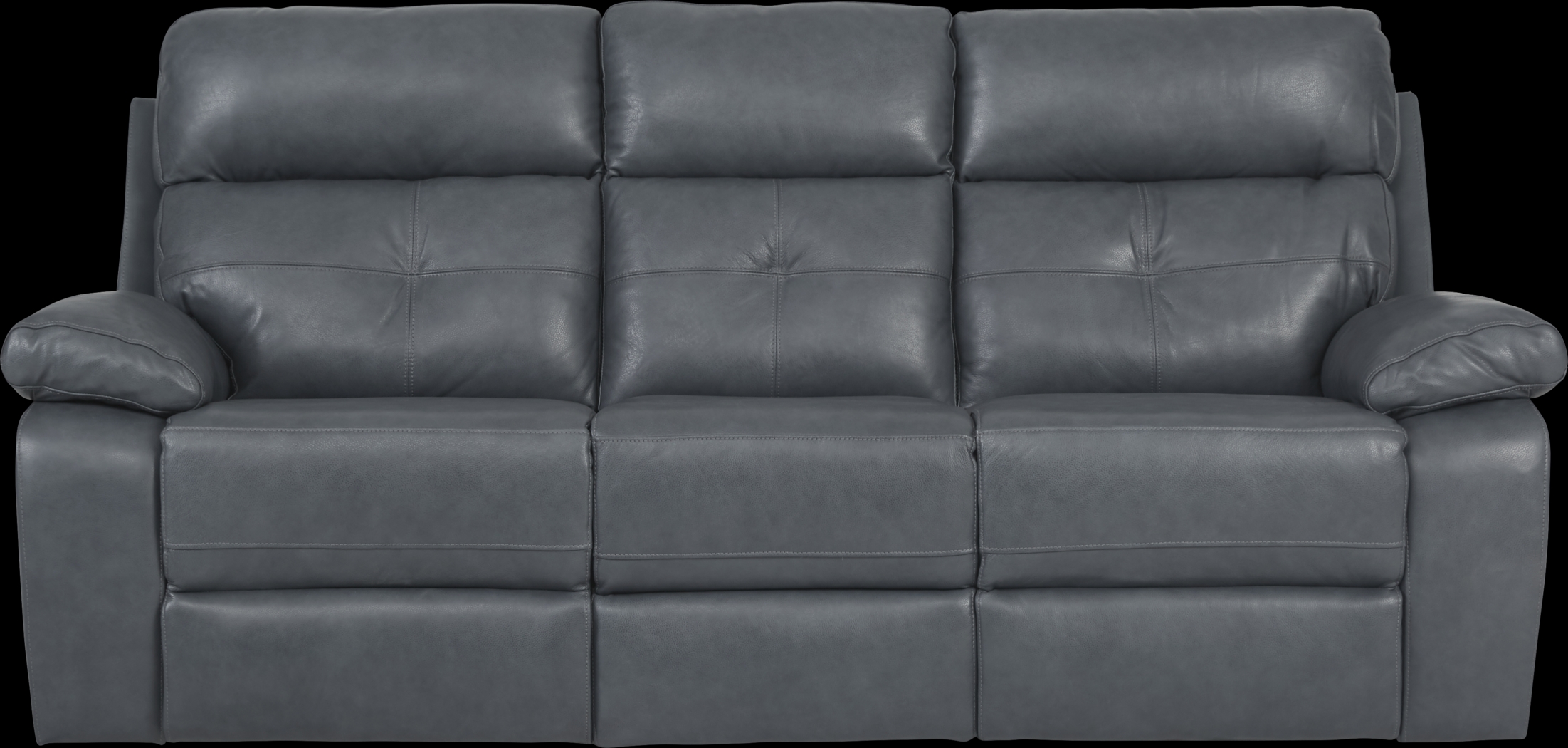 Cepano Blue Leather Reclining Sofa - Thumbnail - Image 1