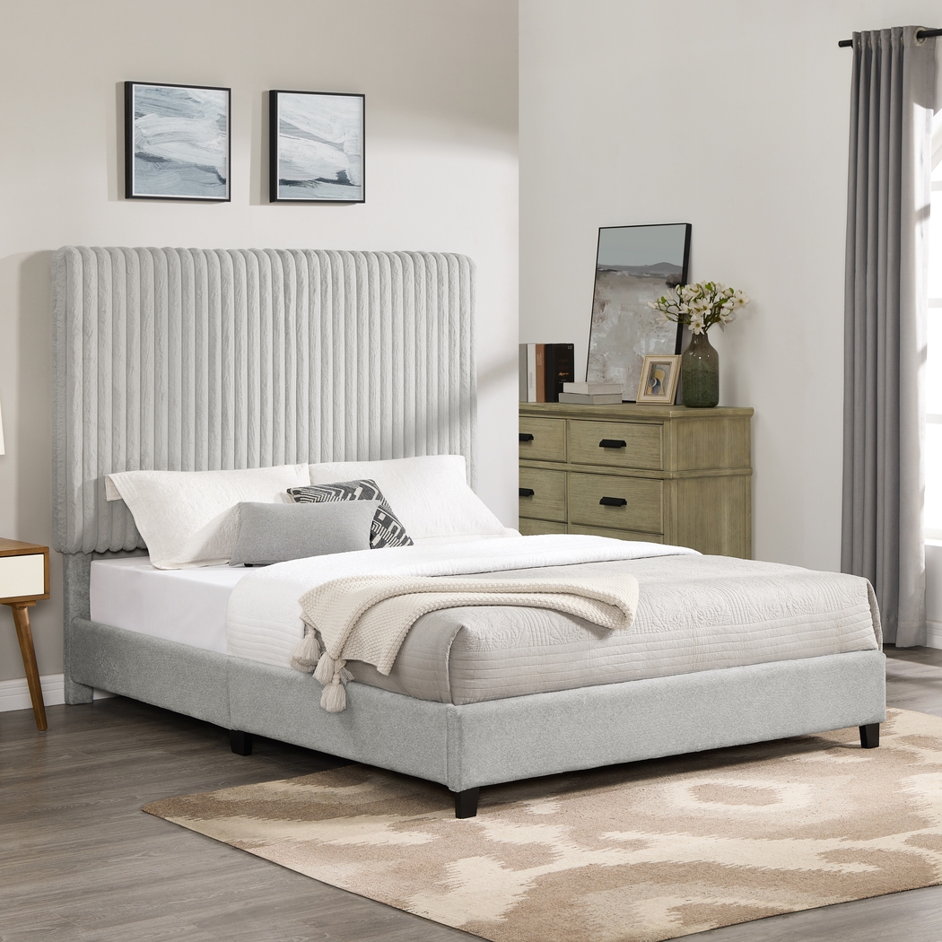 Cerau Gray Queen Upholstered Bed - Thumbnail - Image 2