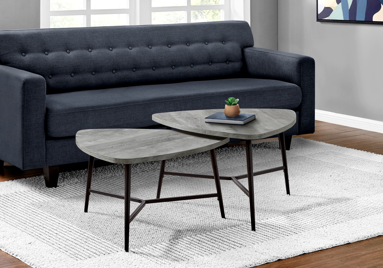 Cevallos Gray Nesting Cocktail Table, Set of 2 - Thumbnail - Image 3